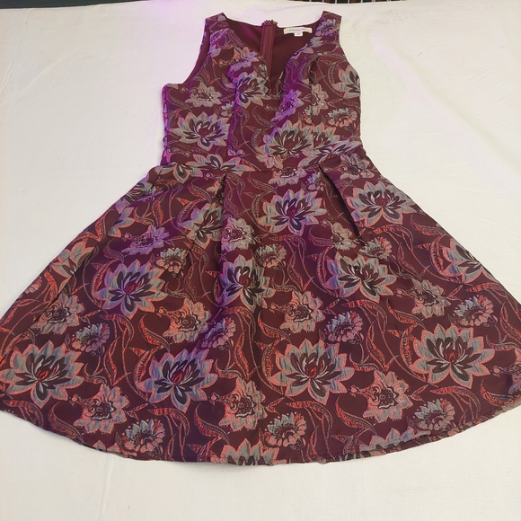 Francesca's Maroon Red Floral Embroidered Sleeveless A-Line Mini Dress Size S - Picture 12 of 15